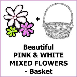 XXXX Baht Pink & White Mixed Flowers in Basket
